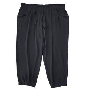 EILEEN FISHER Womens Black Silk Crepe Georgette Cropped Pleated Pants 2X Pull On